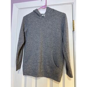 Quince Kids 100% Cashmere Hoodie Heather Grey Sweater Size 12 U-KID-27